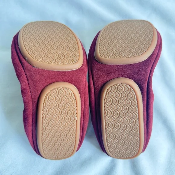 YS YOSI SAMRA Samara Suede Pom Foldable Ballet Flats Size 8 Rosewood NIB - Picture 8 of 10